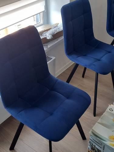 Стул на металлокаркасе Чилли синяя ткань / белый фото покупателя 241