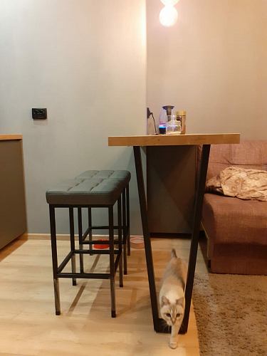 Барный стул Лофт кожзам темно-серый / черный матовый фото покупателя 9