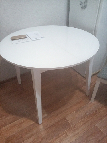 Деревянный стол 1000M белый / белый сатин фото покупателя 1