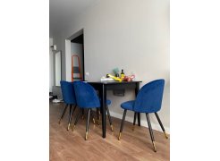 Стул на металлокаркасе Gabi 1 бежевый / черный с серебряными наконечниками фото покупателя 759