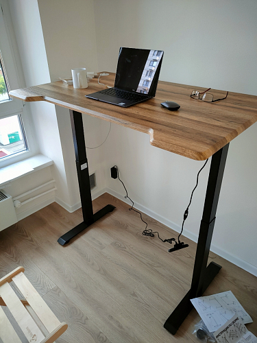 Компьютерный стол Маркос с механизмом подъема 120х75х75 черный / кантри орех фото покупателя 14