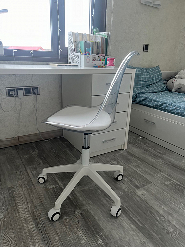 Компьютерное кресло Kolin с подушкой clear / white фото покупателя 266
