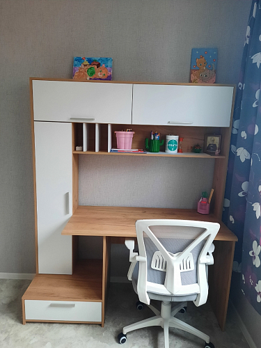 Письменный стол Лайт 03.243 дуб золотой (craft) / белый премиум фото покупателя 233