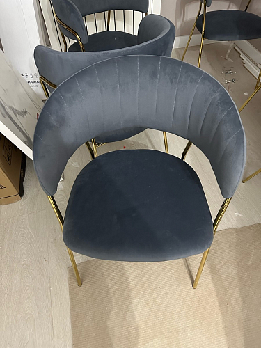 Стул на металлокаркасе Kamelia зеленый / золото фото покупателя 20