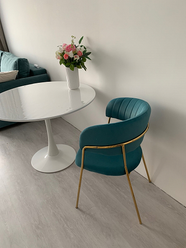 Стул на металлокаркасе Kamelia голубой / голубой / золотой фото покупателя 3