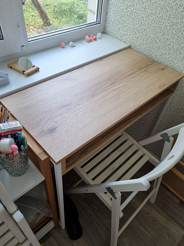 Письменный стол Лео Лофт черный матовый / дуб делано темный фото покупателя 52