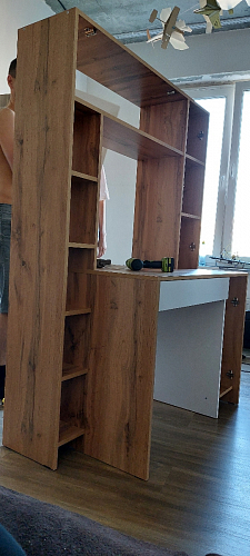 Письменный стол Комфорт 12.71 дуб золотой craft / белая аляска  - Уцененный экземпляр фото покупателя 50