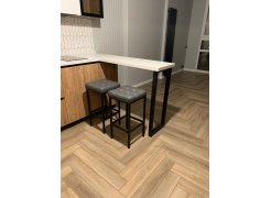 Барный стул Лофт кожзам темно-серый / черный матовый фото покупателя 15