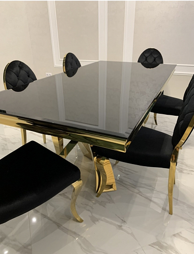 Стеклянный стол Komin 2 черный / золото фото покупателя 3