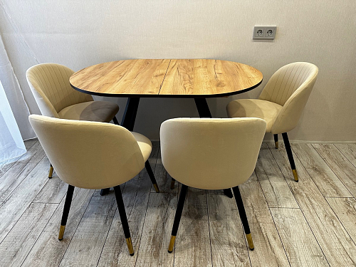 Стул на металлокаркасе Gabi 1 light blue / black / gold фото покупателя 550