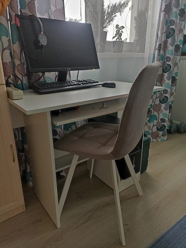 Стул на металлокаркасе Чилли синяя ткань / белый фото покупателя 970