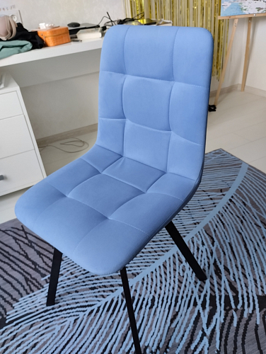 Стул на металлокаркасе Чилли К светло-серый велюр / черный каркас фото покупателя 116