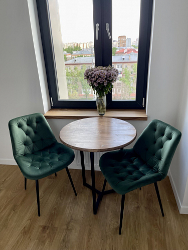 Стул на металлокаркасе Гояр confetti green / белый глянец фото покупателя 2