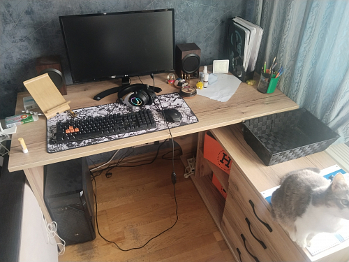 Компьютерный стол КСТ-109П правый дуб сонома / белый фото покупателя 85