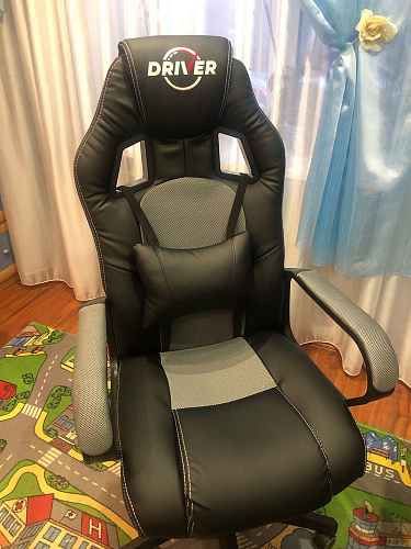 Компьютерное кресло Driver/Драйвер кожзам черный / ткань черный фото покупателя 68