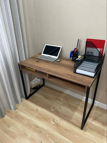 Письменный стол Леон Лофт черный матовый / дуб вотан фото покупателя 124