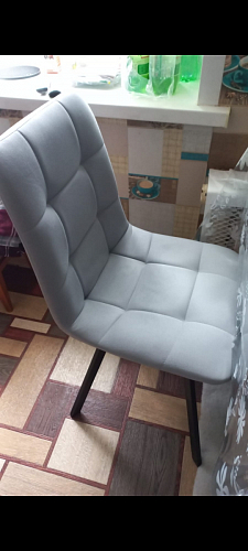 Стул на металлокаркасе Чилли К светло-серый велюр / черный каркас фото покупателя 210