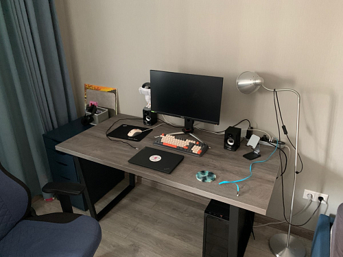 Стол Эльпатия 130 дуб велингтон / черный матовый фото покупателя 12