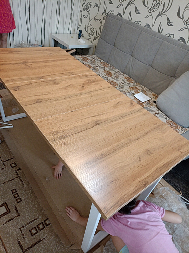 Стол Лота Лофт 140 25 мм черный матовый / дуб вотан фото покупателя 451