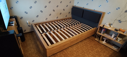 Двуспальная кровать Клауд 160х200 парящая дуб крафт золотой / антрацит фото покупателя 558