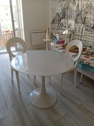 Стеклянный стол Tulip 90 black glass фото покупателя 27