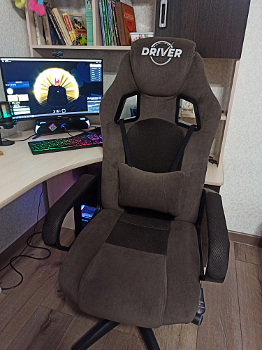 Компьютерное кресло Driver/Драйвер кожзам черный / ткань синий фото покупателя 47