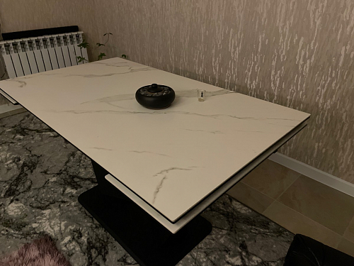 Керамический стол Кели 140(200)х80х76 дуб монтана / белый фото покупателя 3