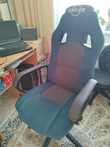 Компьютерное кресло Driver/Драйвер кожзам черный / ткань черный фото покупателя 122