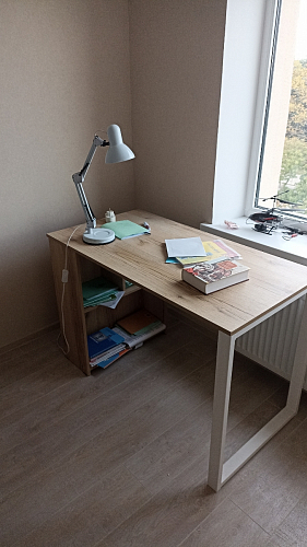 Письменный стол Битти Лофт 116х60х75 дуб вотан / белый матовый фото покупателя 103