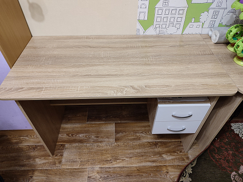 Компьютерный стол СПМ-07.1 Дуб Сонома / Белый фото покупателя 2