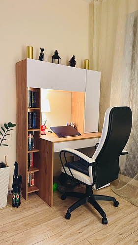 Письменный стол Комфорт 12.71 дуб золотой craft / белая аляска фото покупателя 97