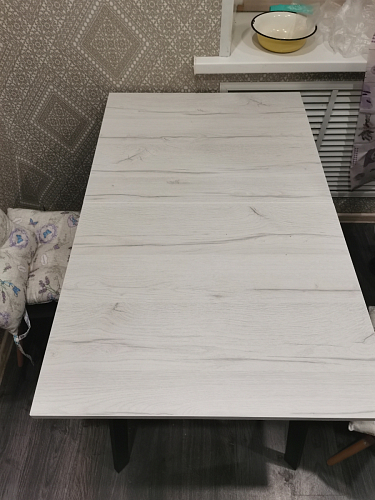 Деревянный стол Колон Лофт 120(160) х 75 черный матовый / бетон фото покупателя 22