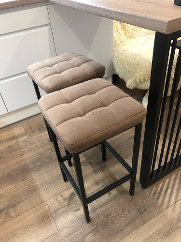 Барный стул Лофт ткань канди крем / черный матовый фото покупателя 48