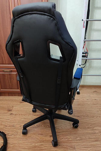 Компьютерное кресло Driver/Драйвер кожзам черный / ткань синий фото покупателя 137