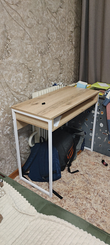 Письменный стол Лео Лофт дуб делано темный / белый матовый фото покупателя 4