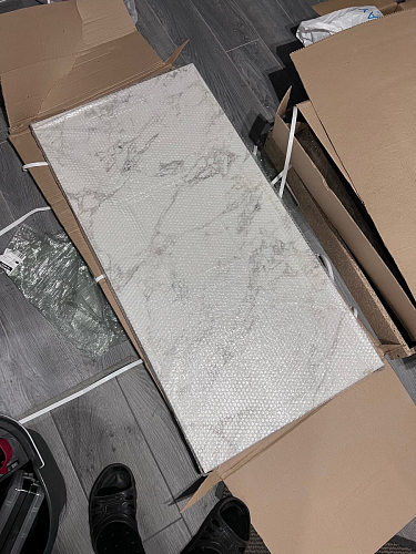 Стол Тринити Лофт 120 32 мм бетон / черный матовый фото покупателя 324