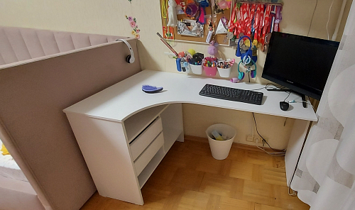 Письменный стол СПм-25 левый белый  - Уцененный экземпляр фото покупателя 15