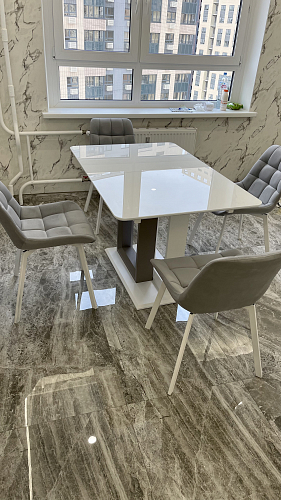 Стол на тумбе Санса 120 дуб монтана / белая шагрень фото покупателя 1