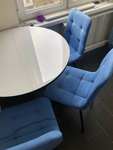 Стул на металлокаркасе Чилли К светло-серый велюр / черный каркас фото покупателя 138