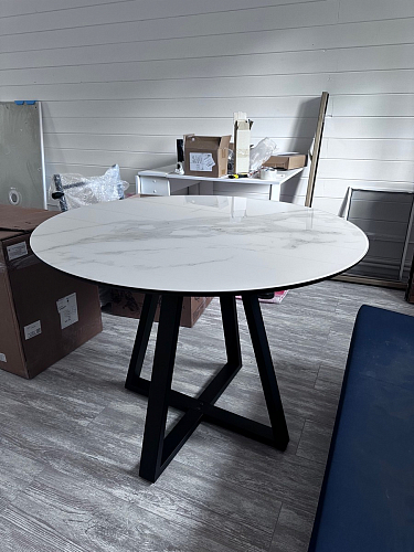 Стеклянный стол Норфолк 100 золото фото покупателя 53