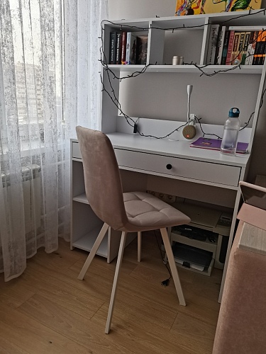 Стул на металлокаркасе Чилли синяя ткань / белый фото покупателя 1078