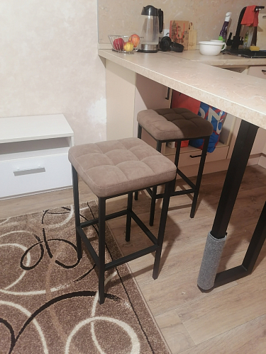 Барный стул Лофт кожзам темно-серый / черный матовый фото покупателя 162