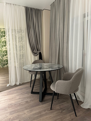 Стеклянный стол Норфолк d100 белый мрамор / черный фото покупателя 57