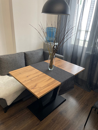 Стол на тумбе Мичиган Лофт 110х70 25 мм дуб вотан / черный матовый фото покупателя 9