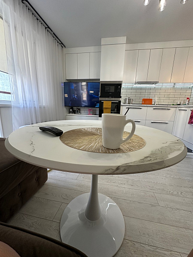 Стол Тулип 90х73 белый мрамор / золото фото покупателя 98