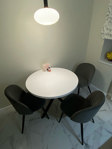 Стул на металлокаркасе Gabi 1 light purple / black / gold фото покупателя 335