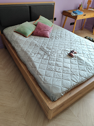 Двуспальная кровать Клауд 160х200 парящая дуб крафт золотой / антрацит фото покупателя 81