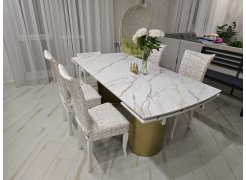 Керамический стол Готланд 180(240)х90х79 вяз скандинавский / золото фото покупателя 2