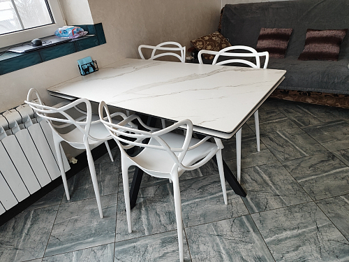 Керамический стол Вилли 140(200)х80 серый мрамор larka grey / черный фото покупателя 26