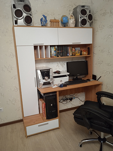 Письменный стол Лайт 03.243 дуб золотой (craft) / белый премиум фото покупателя 251